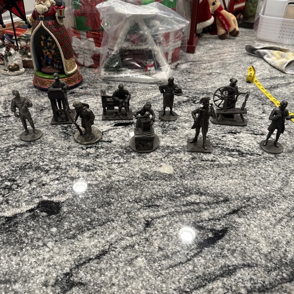 The Franklin Mint The People Of Colonial America 1970's Pewter Lot Of 9 Figures